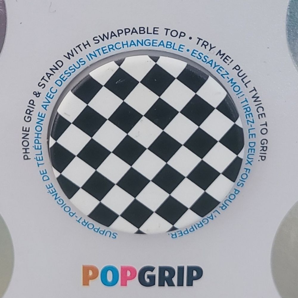 NEW popsocket checkerboard swappable top cell phone grip - Picture 2 of 3